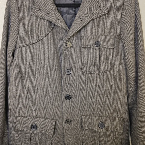 H&M Gray Wool Button Jacket -  Military Preppy Peacoat - Men's 40R - Picture 6 of 17